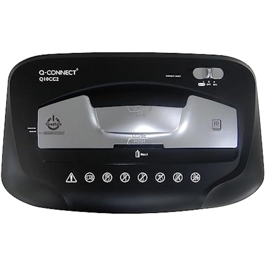 Q-Connect Q10CC2 Cross Cut Paper Shredder - 10 Sheet Capacity, Black