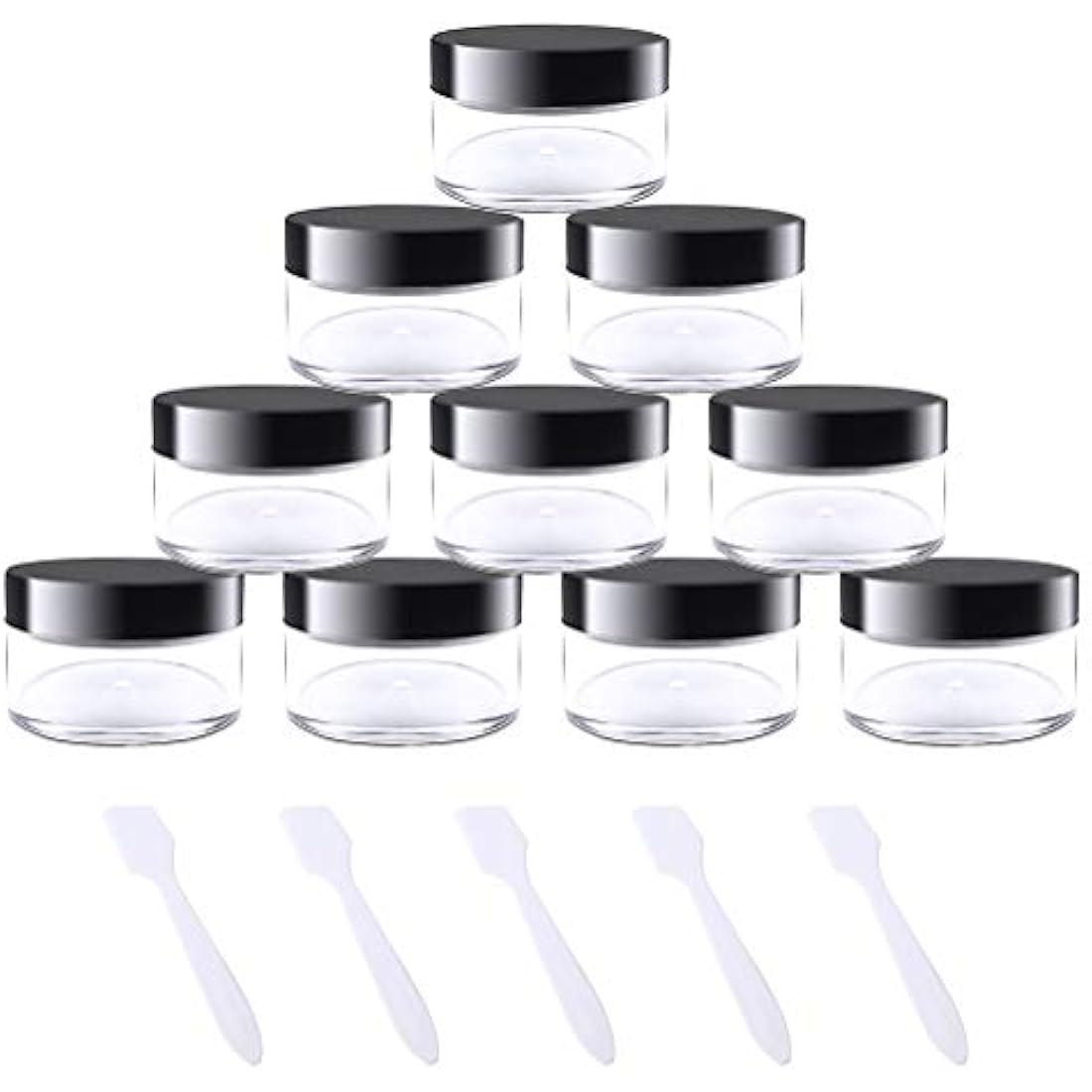 kuou 10-Pack 15ml Empty Plastic Cosmetic Jars with Lids and Spatulas