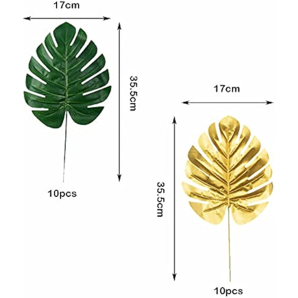 Jolof Store 20 Pcs Artificial Monstera Palm Leaves with Stems for Decor