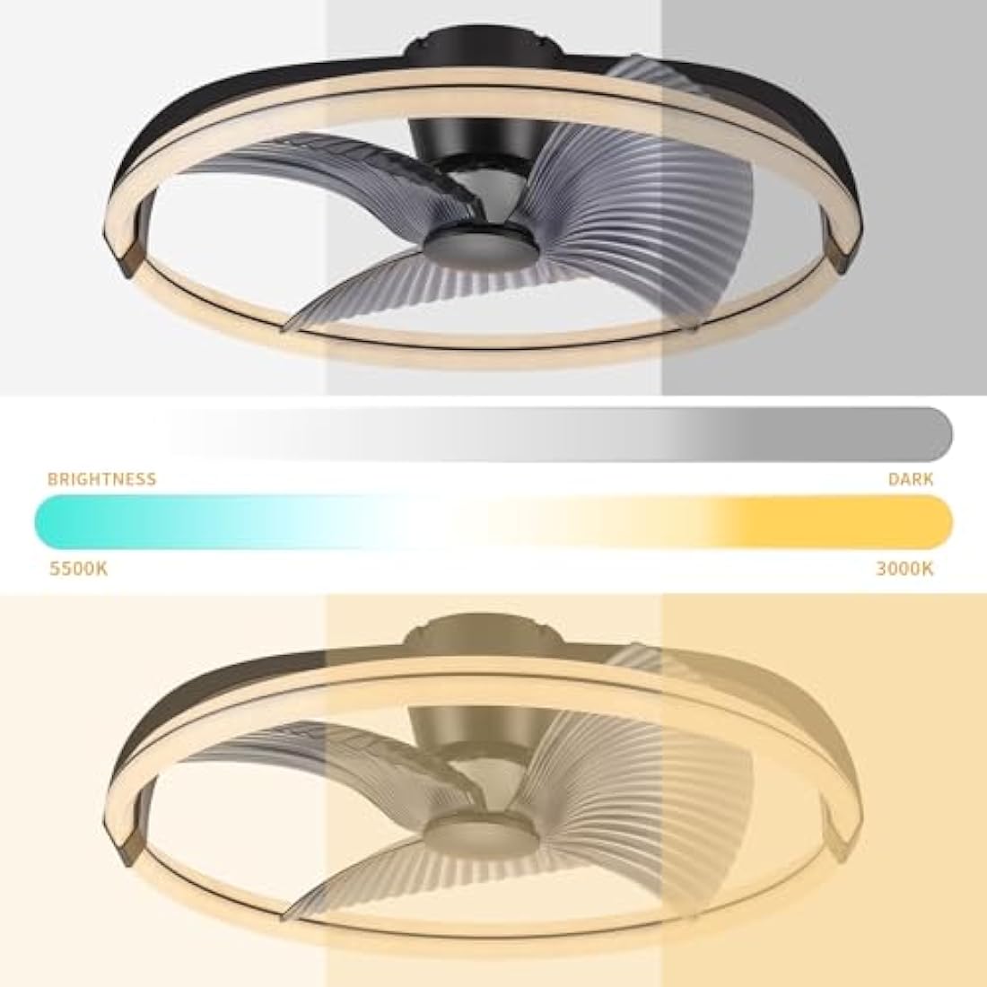 BKZO 73cm LED Ceiling Fan Light | 6-Speed Stepless Dimming Modern Fan