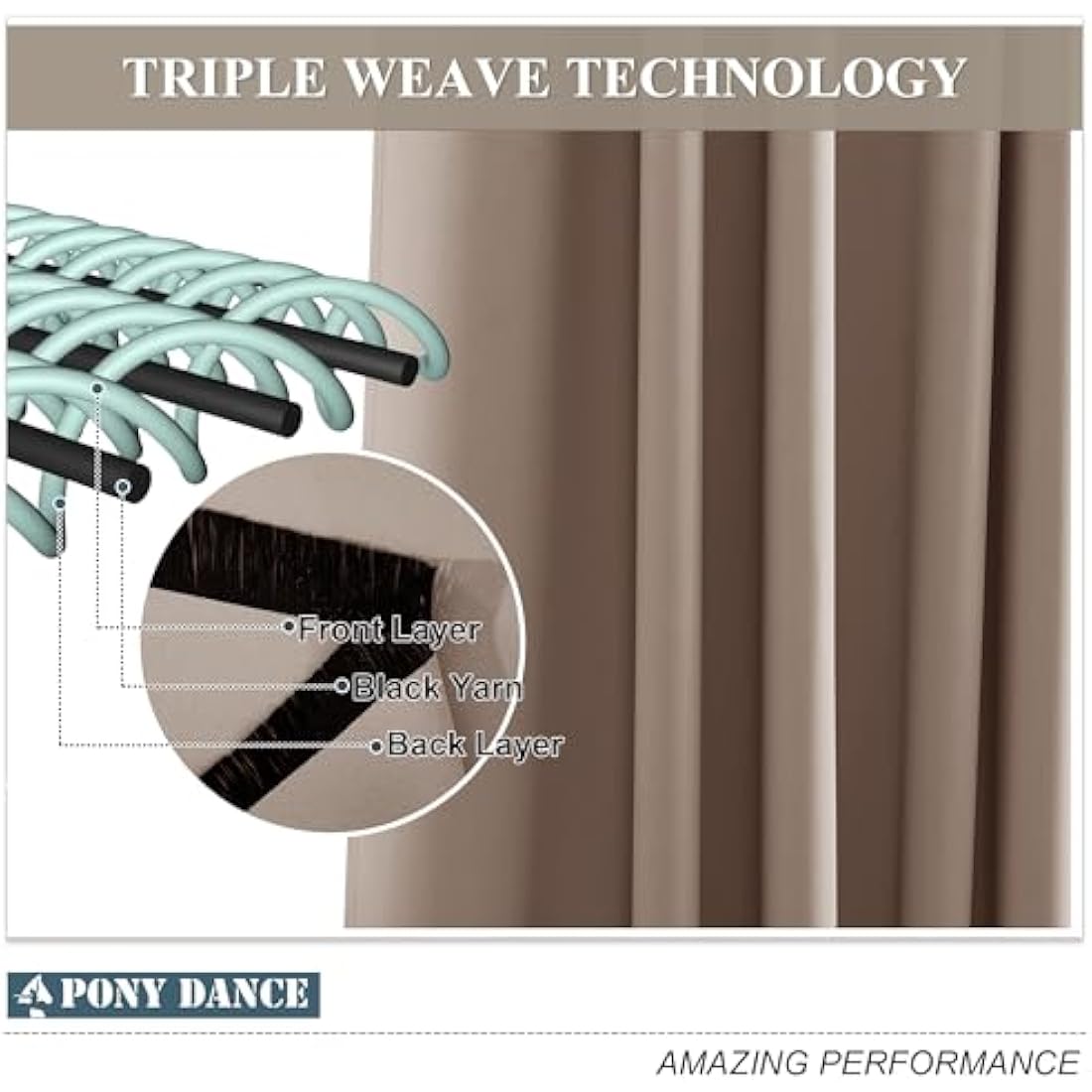 PONY DANCE Blackout Thermal Curtains | 2 Panels | Light Putty | 46x54 inch
