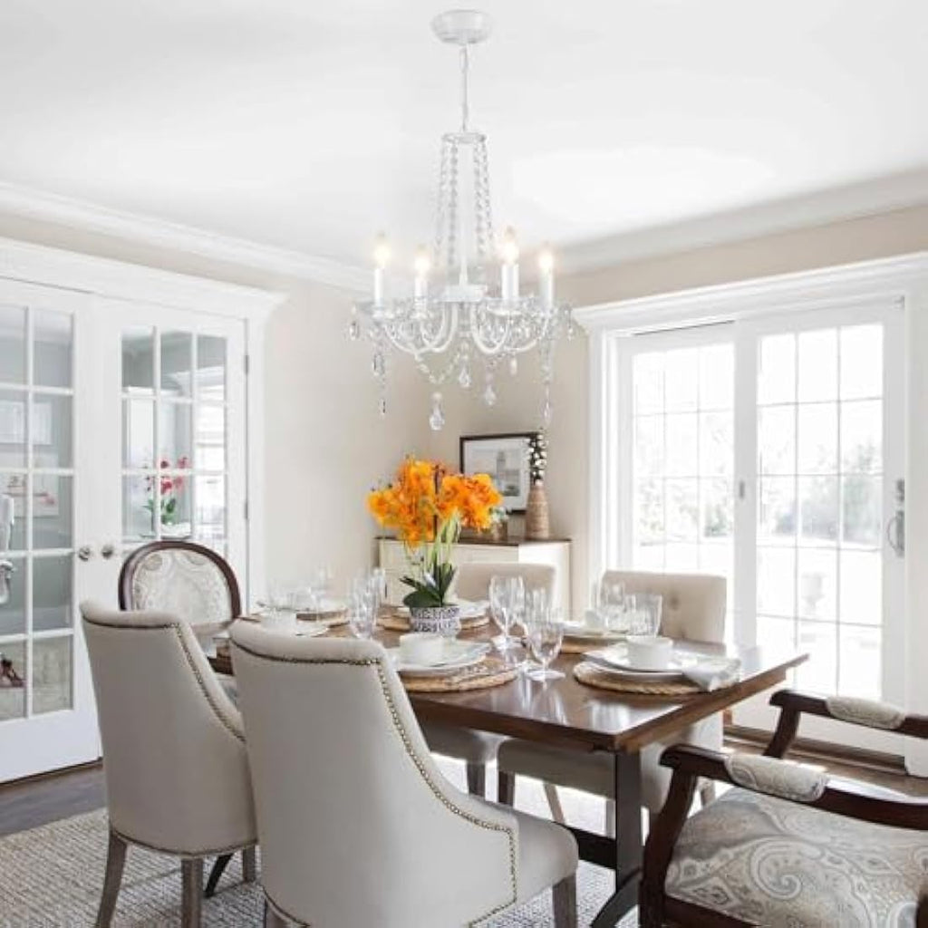 Jolof Store Crystal Chandelier – 4-Light Modern White Ceiling Pendant Light