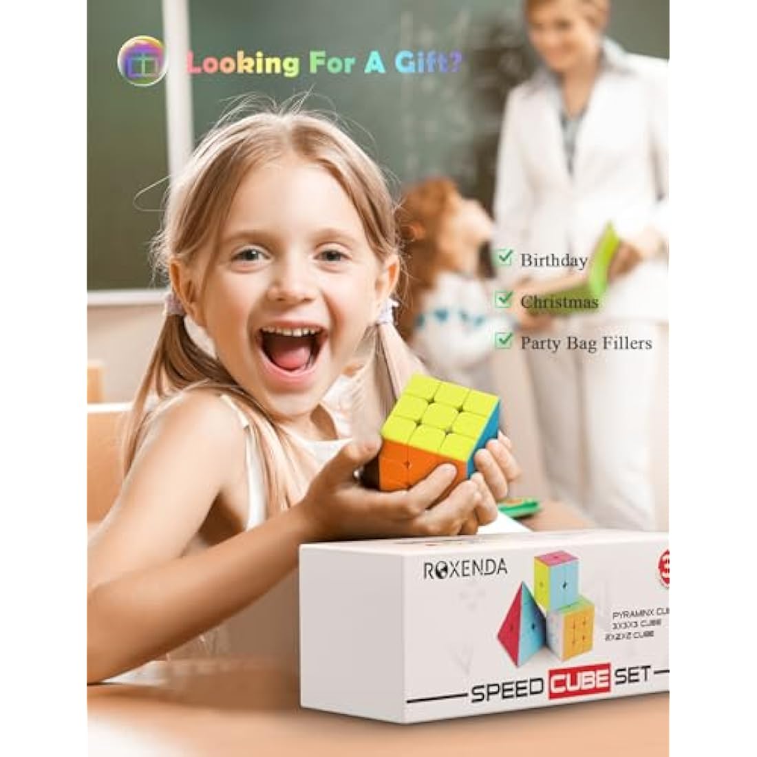 Roxenda Speed Cube Set | 2x2 3x3 Pyramid Stickerless Puzzle Cubes