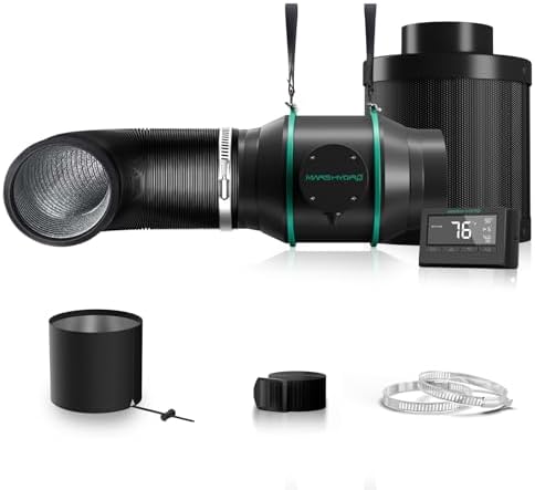 Mars Hydro 4 Inch Inline Fan and Carbon Filter Kit with Smart Controller
