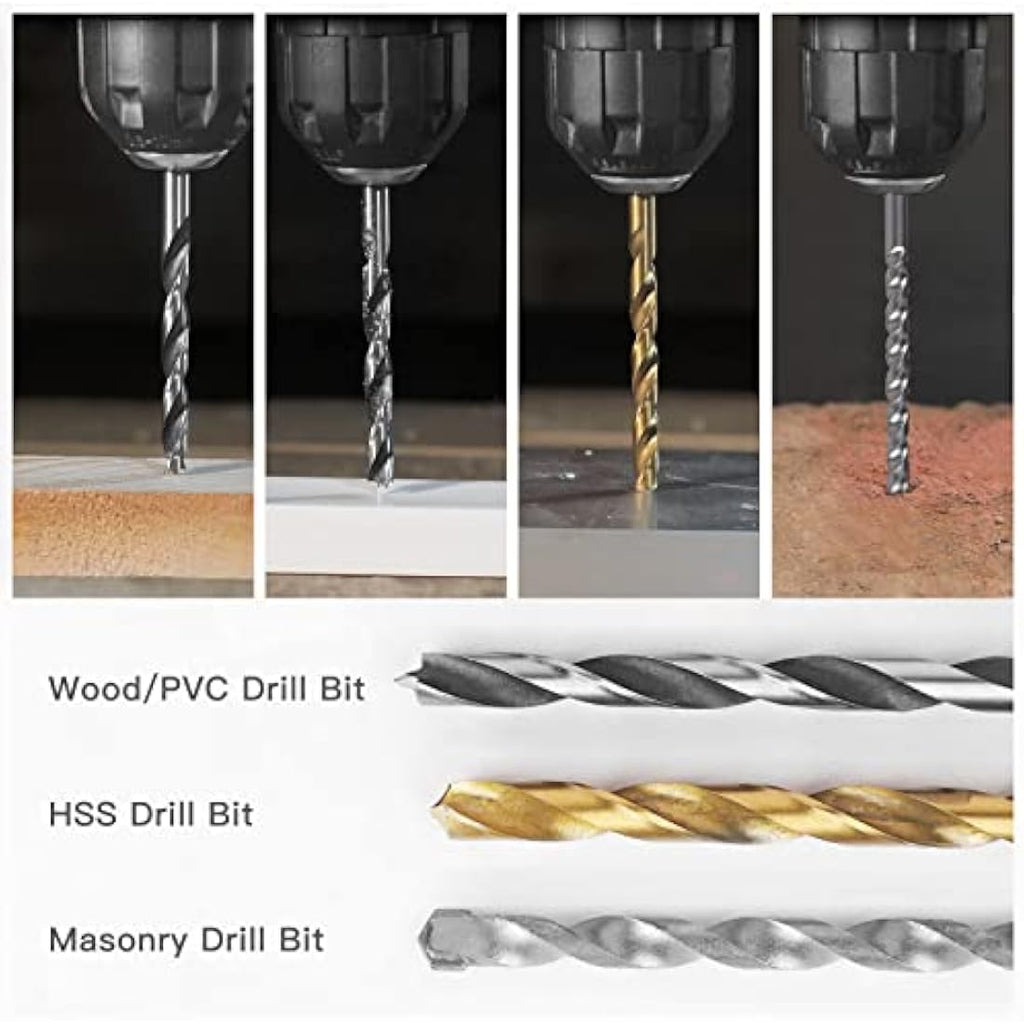 CHANTPOWER 100-Piece Drill Bit Set | Titanium HSS & Masonry Bits with Case