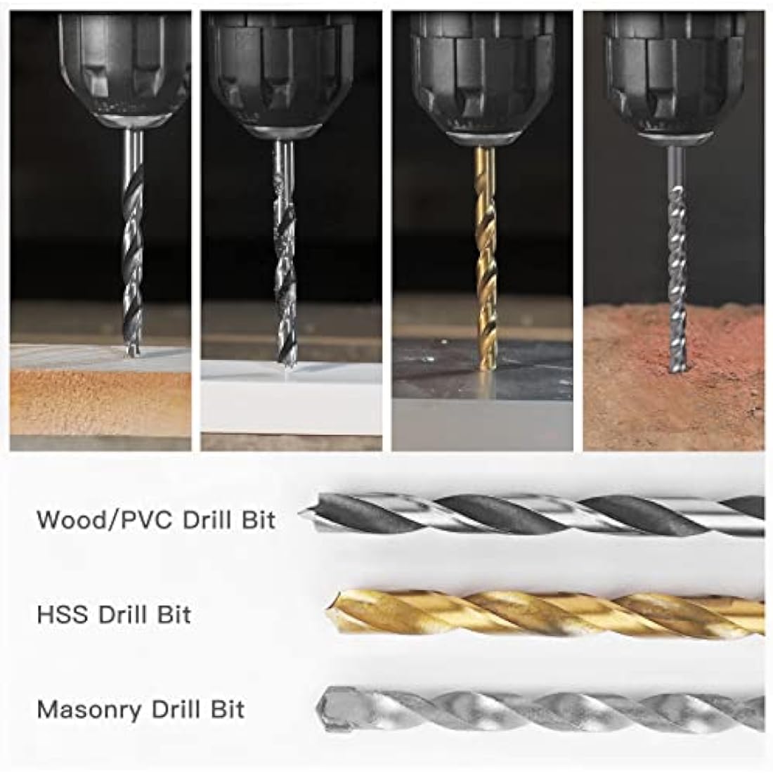 CHANTPOWER 100-Piece Drill Bit Set | Titanium HSS & Masonry Bits with Case