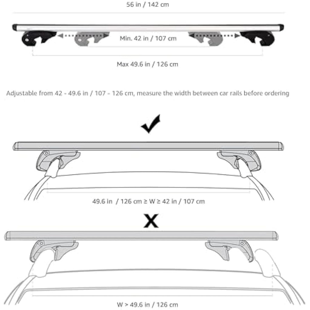 Aluminum Roof Rack Cross Bars – 142cm Anti-Theft Pack of 2