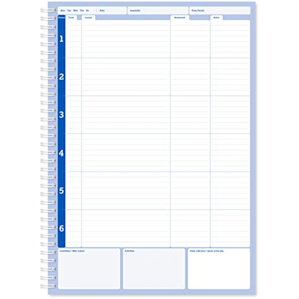 Silvine A4 Teacher's Academic Planner – 6 Period Hardback, Blue