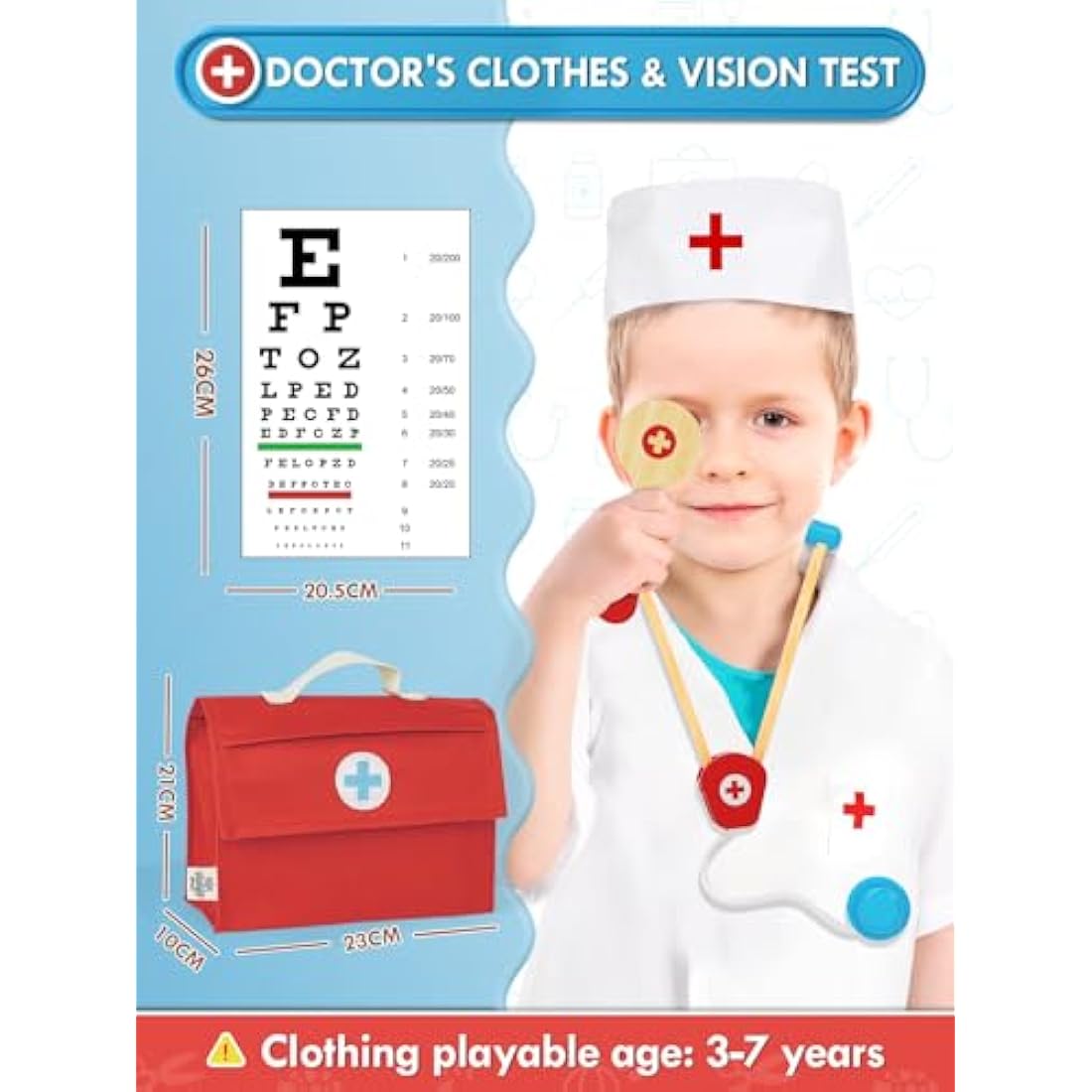 Lehoo Castle Kids Doctor Kit - 23pc Wooden Medical Playset with Costume