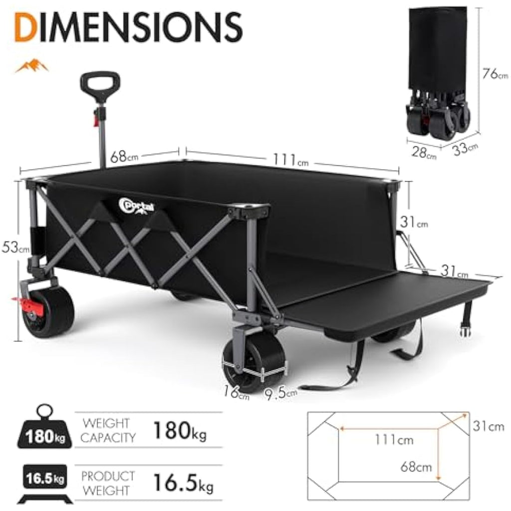 Portal Heavy Duty Folding Festival Trolley | 600L XXL Camping Cart