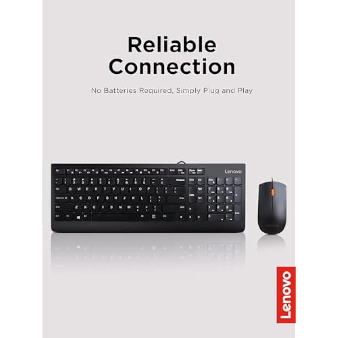 Lenovo 300 Wired Keyboard and Mouse Combo | Ergonomic & Waterproof