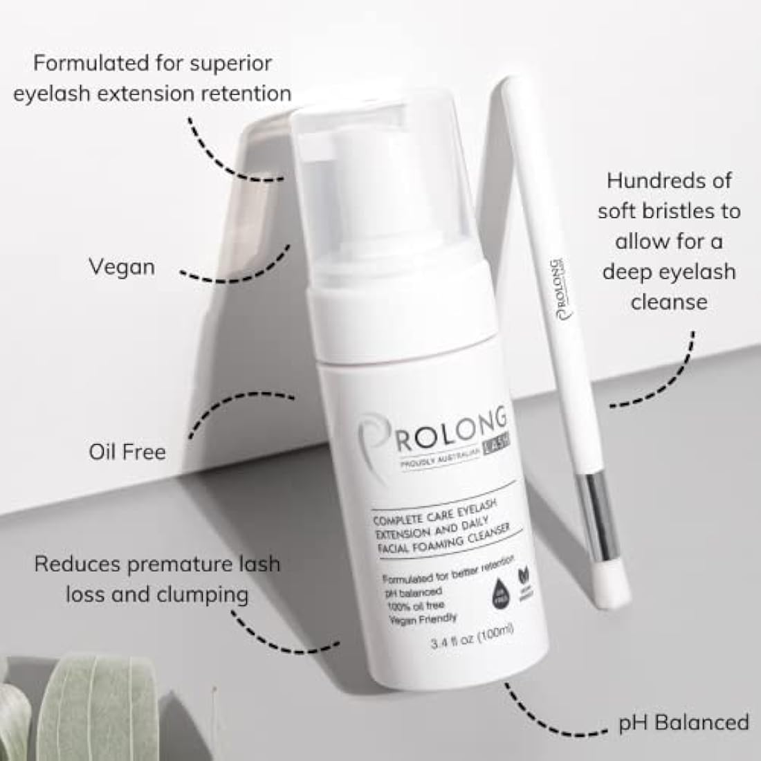 Eyelash Extension Shampoo – Gentle Vegan Lash Bath & Brush