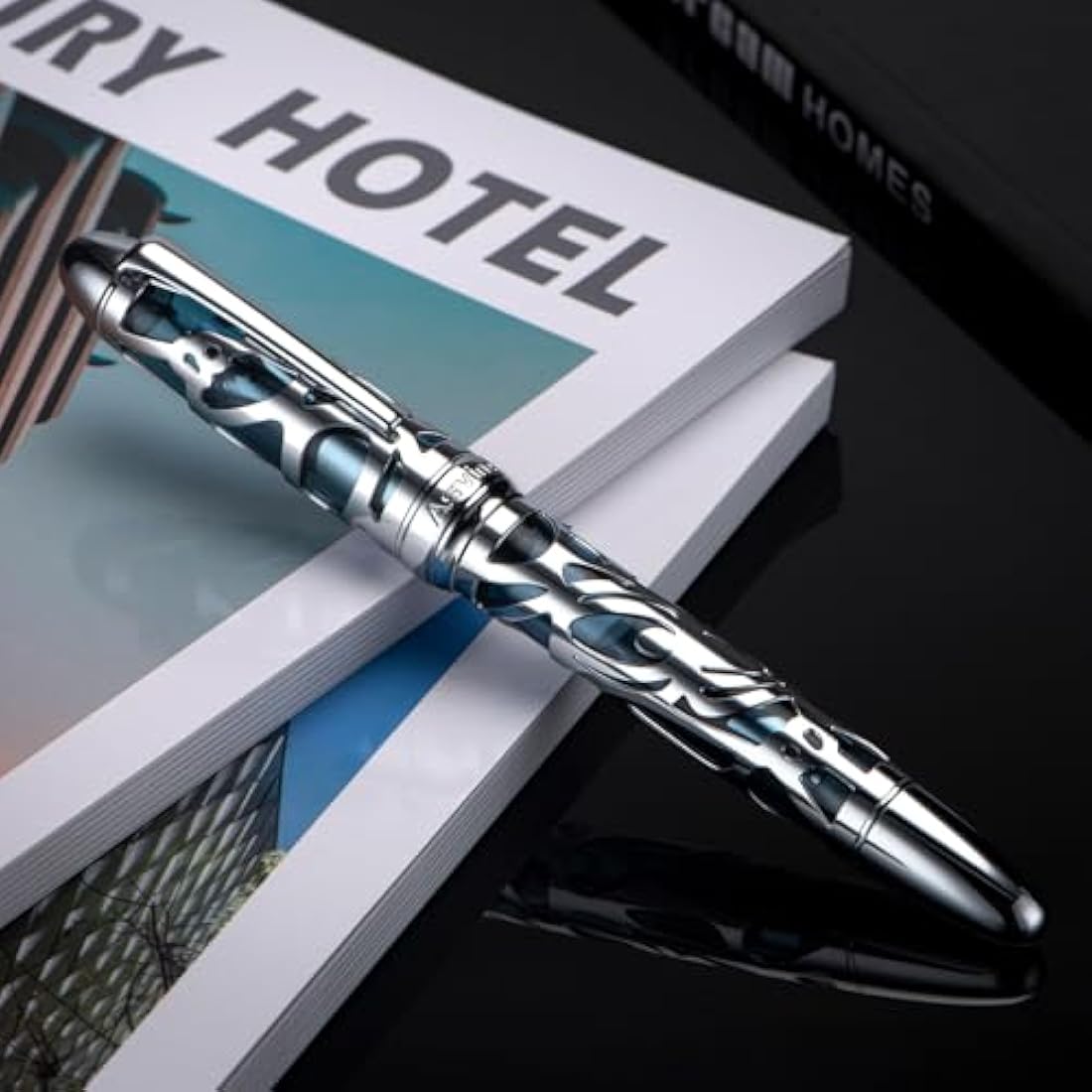 Asvine P80 Piston Fountain Pen | Spider Skeleton Acrylic EF Nib Set