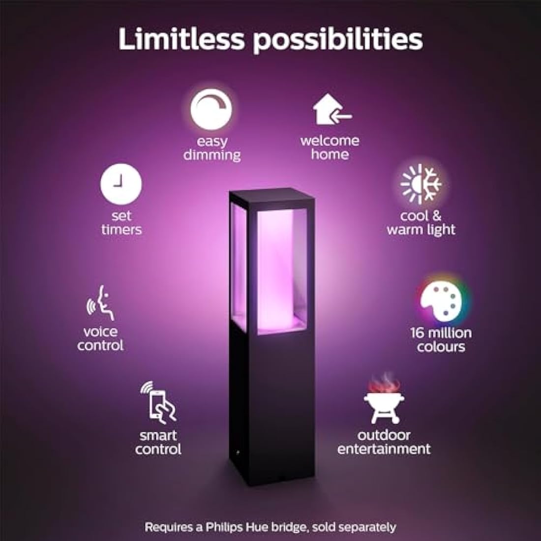 Philips Hue Impress Pedestal – White & Colour Ambiance Outdoor Smart Light