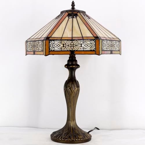 Werfactory Tiffany Table Lamp | 16" Yellow Stained Glass Mission Style