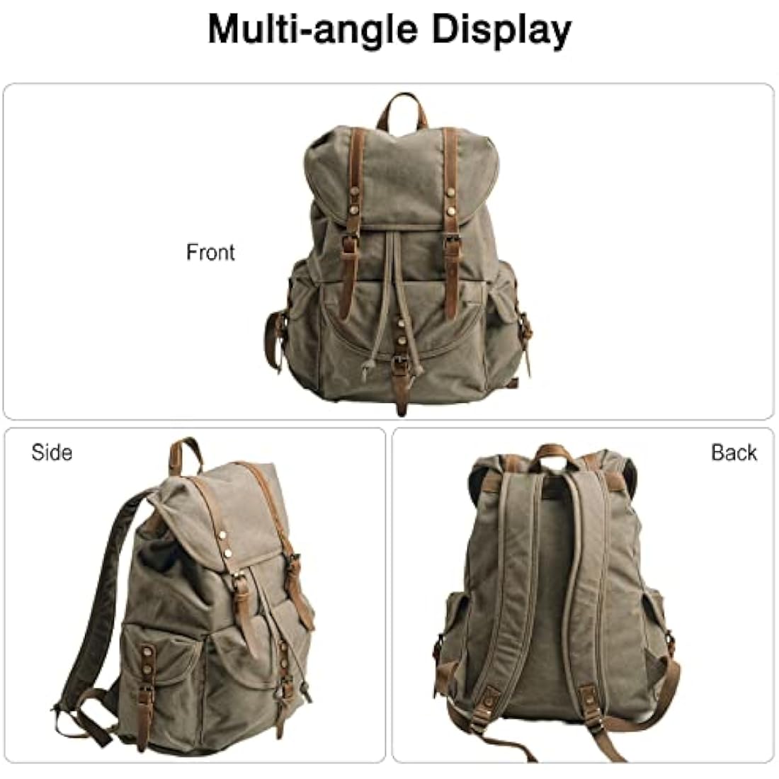 FANDARE Vintage Canvas Hiking Backpack | Waterproof Travel Rucksack - Green