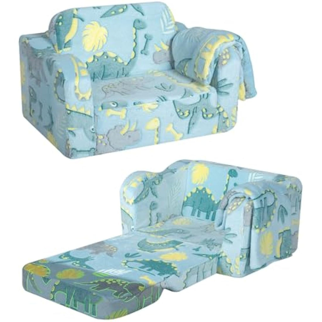 MeMoreCool Kids Glow in The Dark Foldable Sofa – Plush Dinosaur Lounger