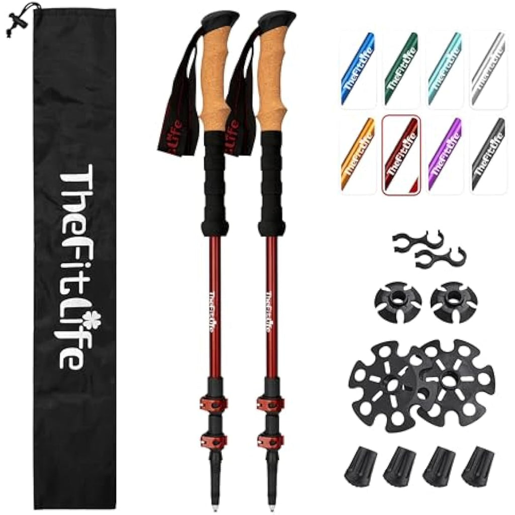 TheFitLife Trekking Poles – 7075 Aluminum Hiking Sticks with Cork Grips
