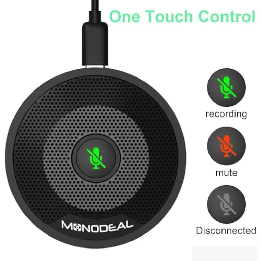 Monodeal USB Conference Microphone | Omnidirectional Mic with Mute Button