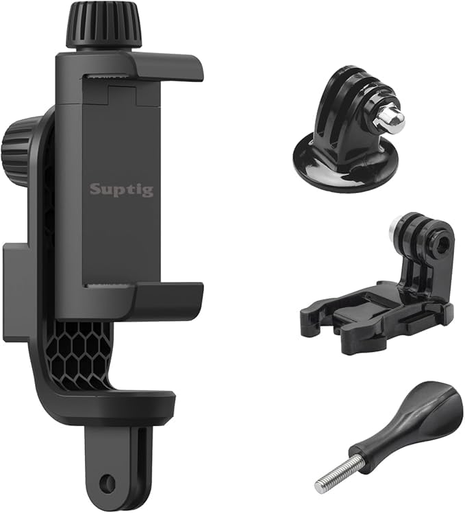 Suptig Phone Holder & Action Camera Tripod Mount for iPhone and GoPro