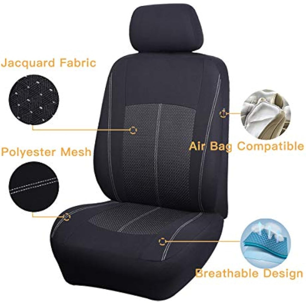 Jolof Store Black Jacquard Car Seat Covers – Universal Full Set