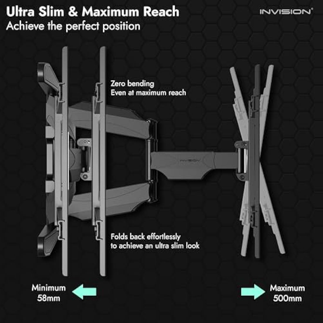 Invision TV Wall Bracket – Full Motion Double Arm Mount for 37-75 Inch