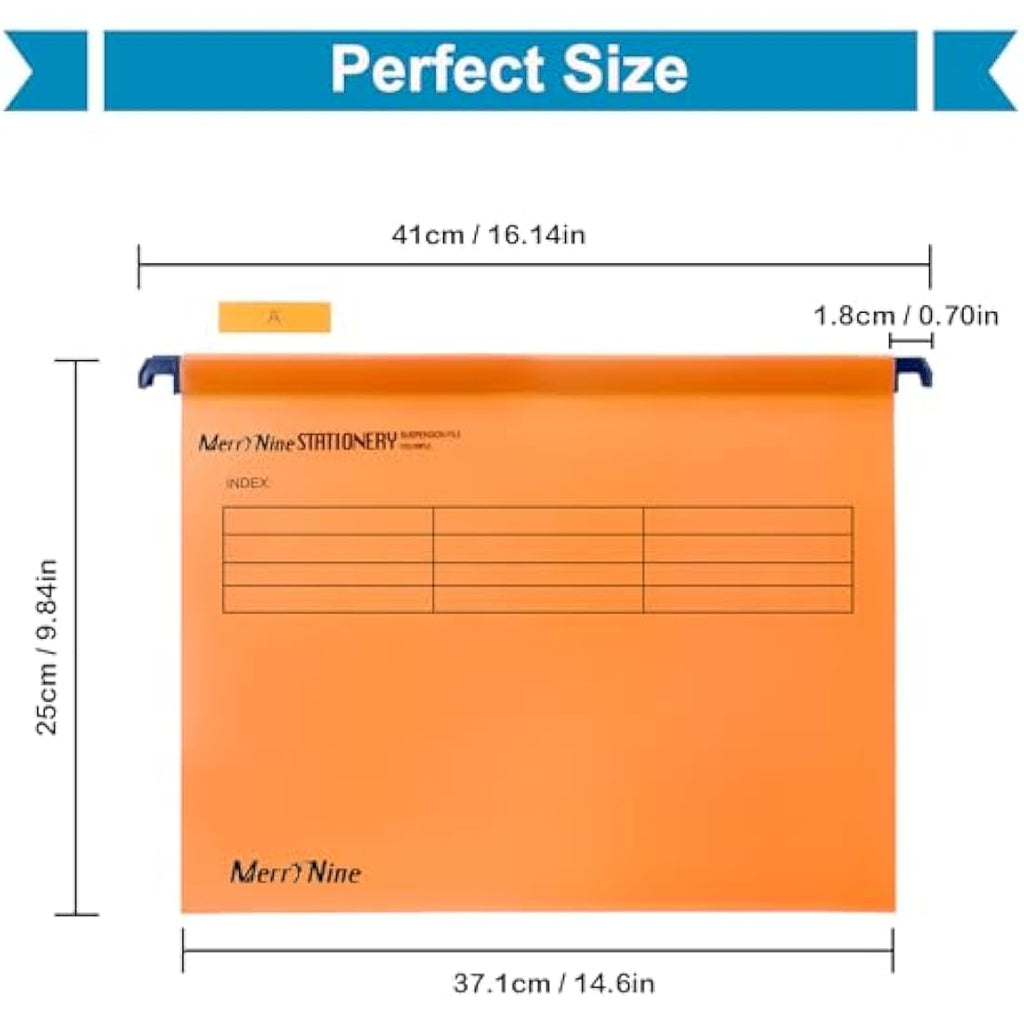 Foolscap Suspension Files – 15 Pack Poly Hanging Folders, Orange