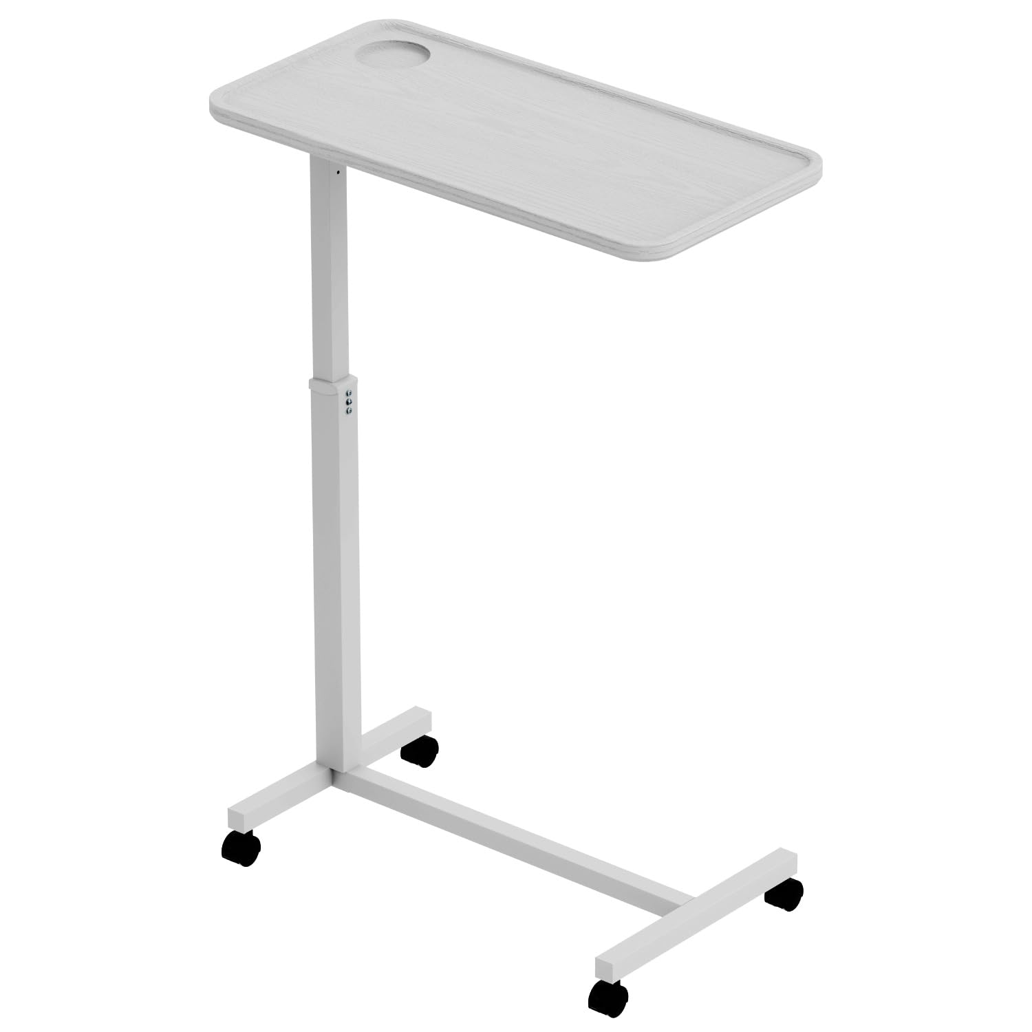 Allcam MBT01A Height Adjustable Overbed Table with Wheels - White
