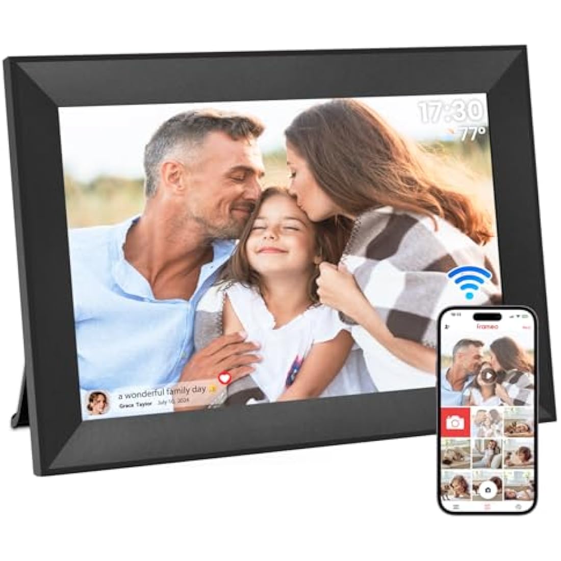 Hesmor 10.1 Inch WiFi Digital Photo Frame - 32GB IPS Touch Screen, Black