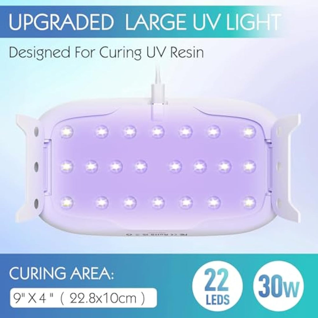 Suzzam UV Resin Kit with 30W Lamp - 300g Crystal Clear Jewelry Making Set