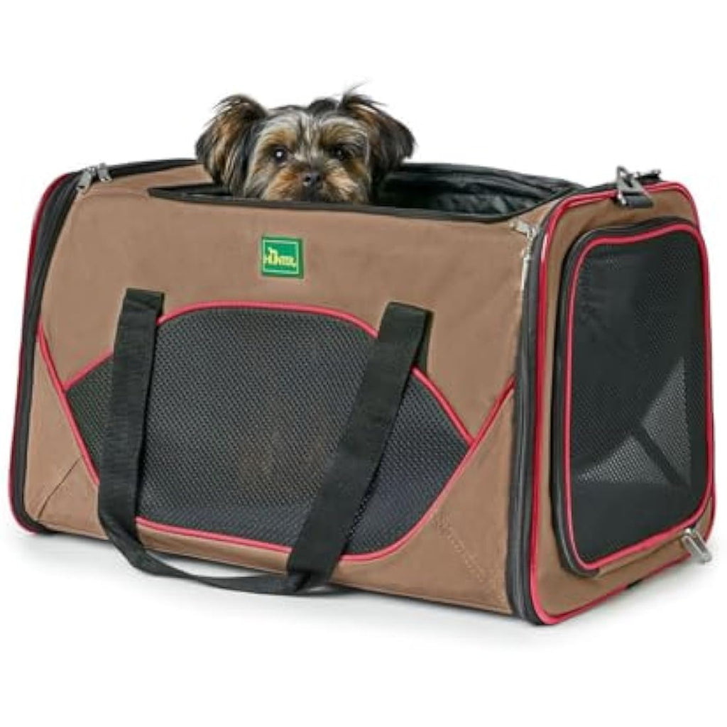 HUNTER Kansas Foldable Pet Carrier Bag – Beige/Red Washable Travel Bag