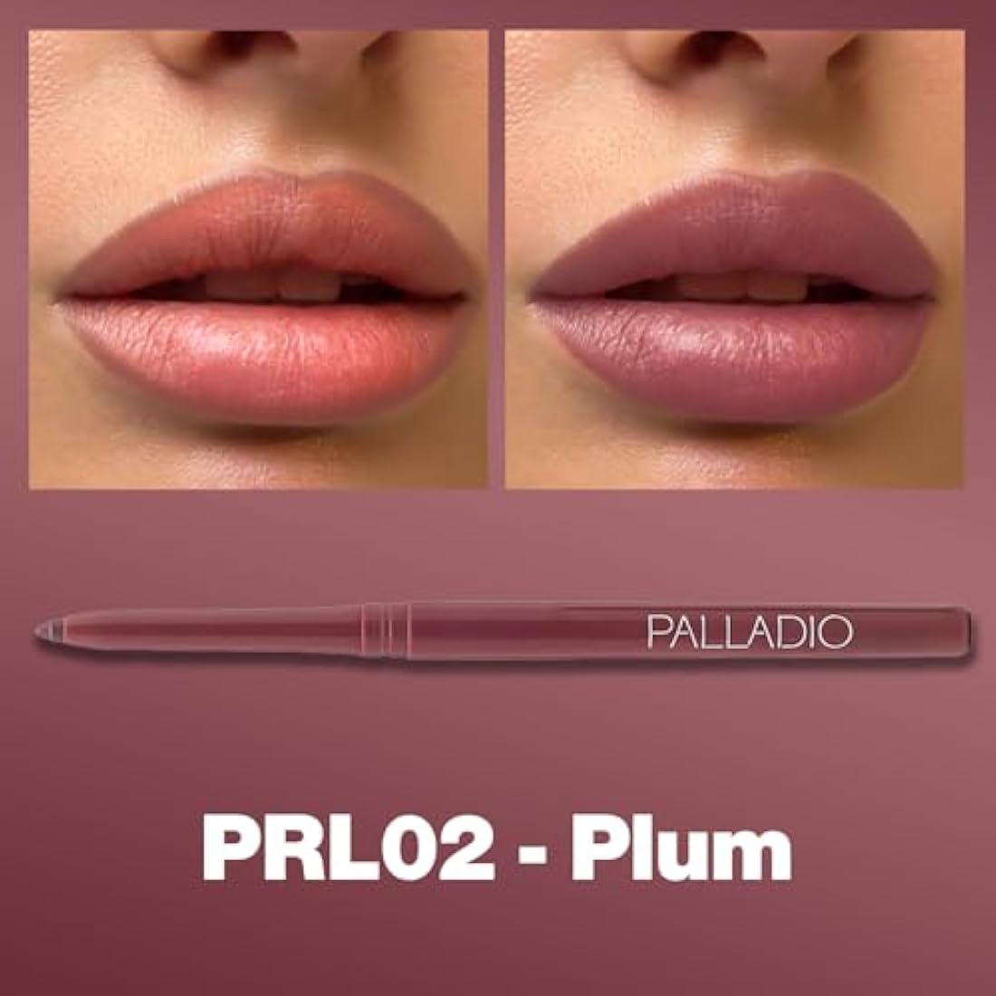 Palladio Retractable Waterproof Lip Liner – Creamy Long-Wear Pencil, Plum