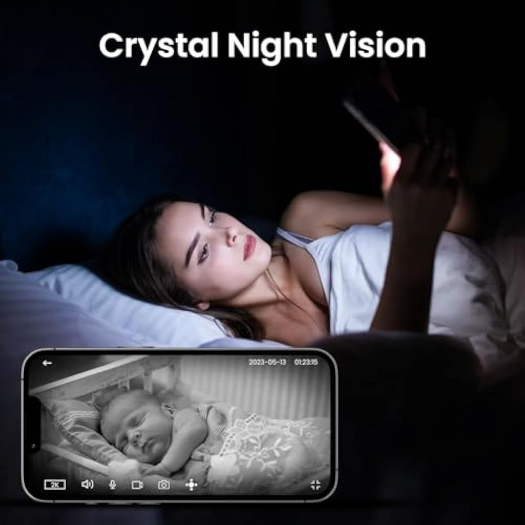 Cinnado 2K Indoor Security Camera - 360° WiFi Baby Monitor, 2 Pack