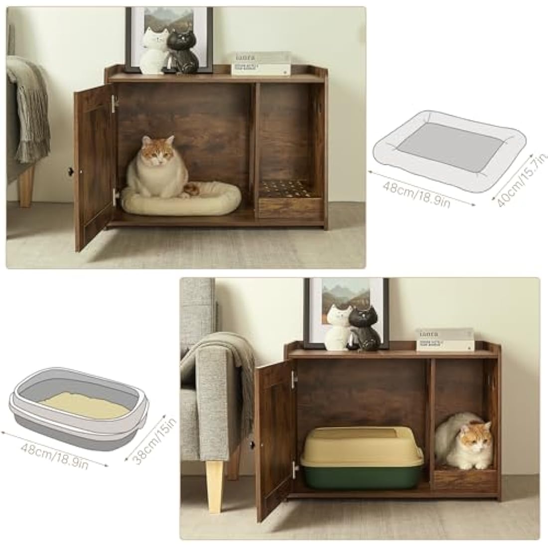 Wooden Cat Litter Box Enclosure – Hidden Indoor Cat House