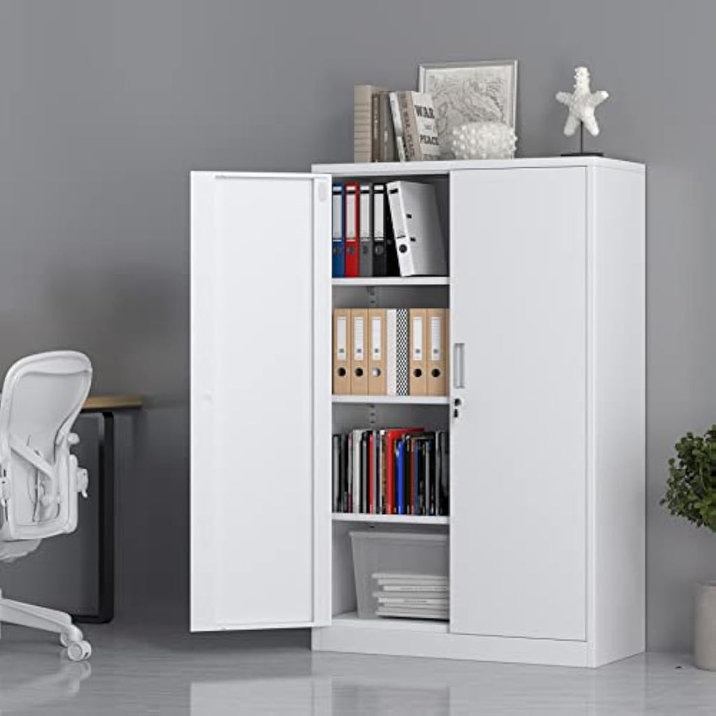 Metal Storage Cabinet | Lockable Steel Cupboard with 3 Shelves