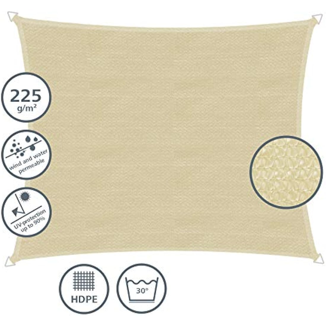 Windhager Capri Sun Sail – 4x5m HDPE UV Resistant Shade, Cream White
