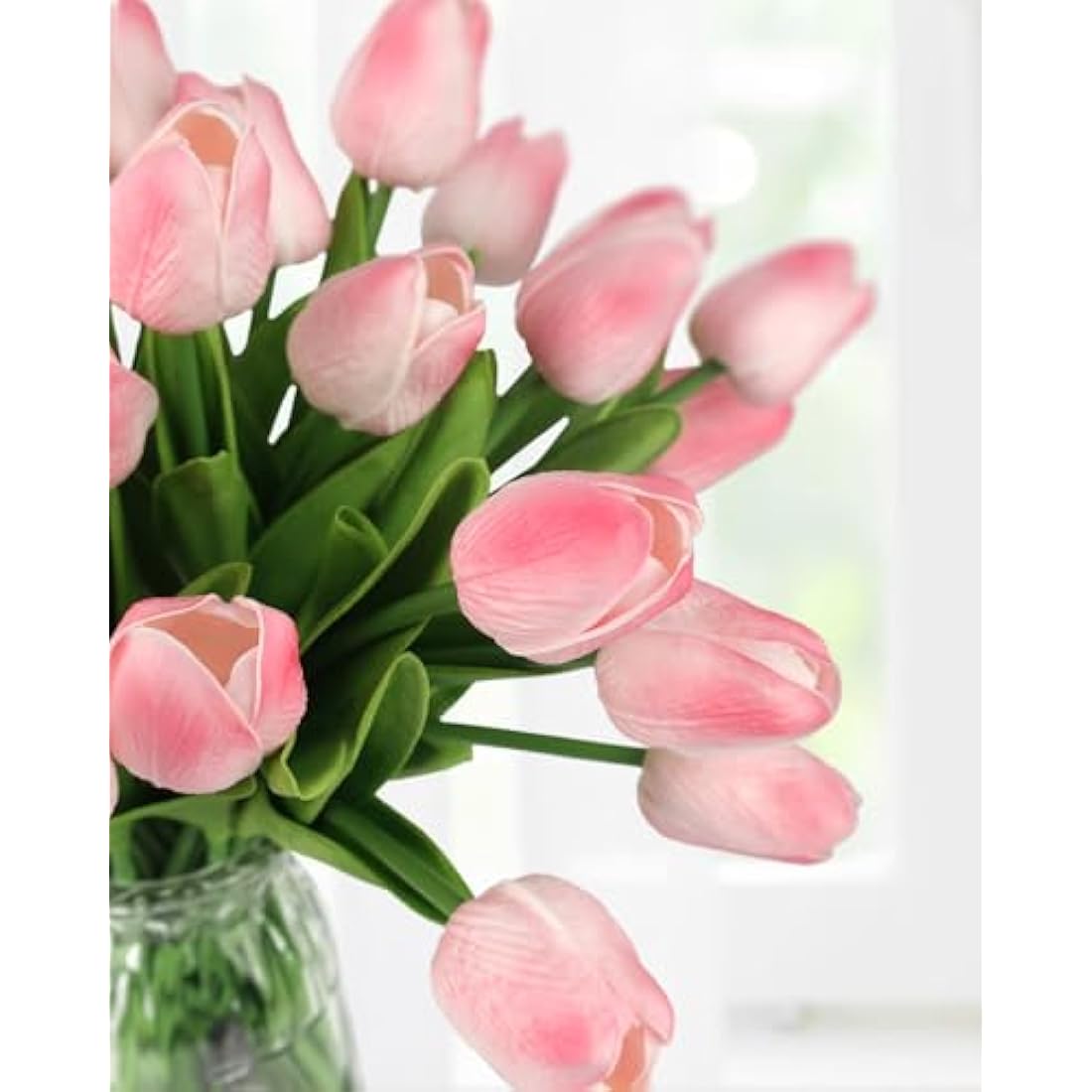 N&T NIETING Real Touch Artificial Tulips – 12Pcs Latex Flowers, Light Pink