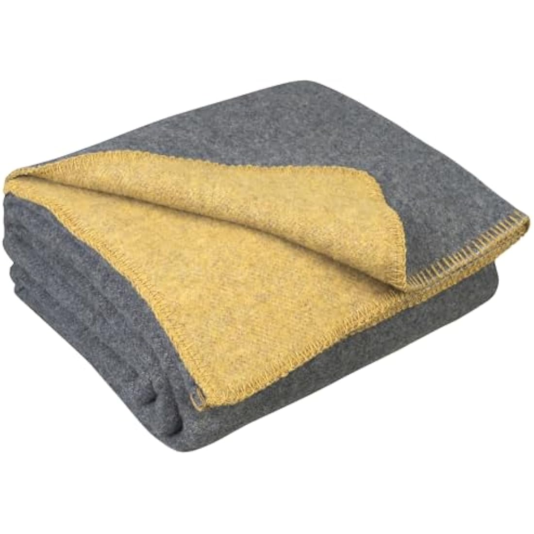 LYHome Merino Wool Travel Blanket – Warm Outdoor Camping Throw, Mustard