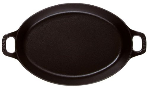 Staub Cast Iron Oval Oven Dish – 28cm Matte Black Enamel Roaster