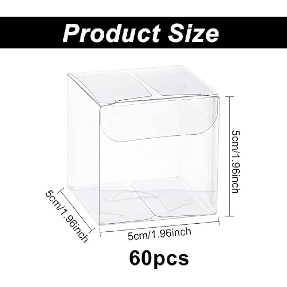 BENECREAT 60PCS Clear Cube Gift Boxes | 5x5x5cm PVC Wedding Favor Boxes