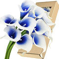 FiveSeasonStuff Real Touch Calla Lilies – 10 Stems White & Blue Bouquet
