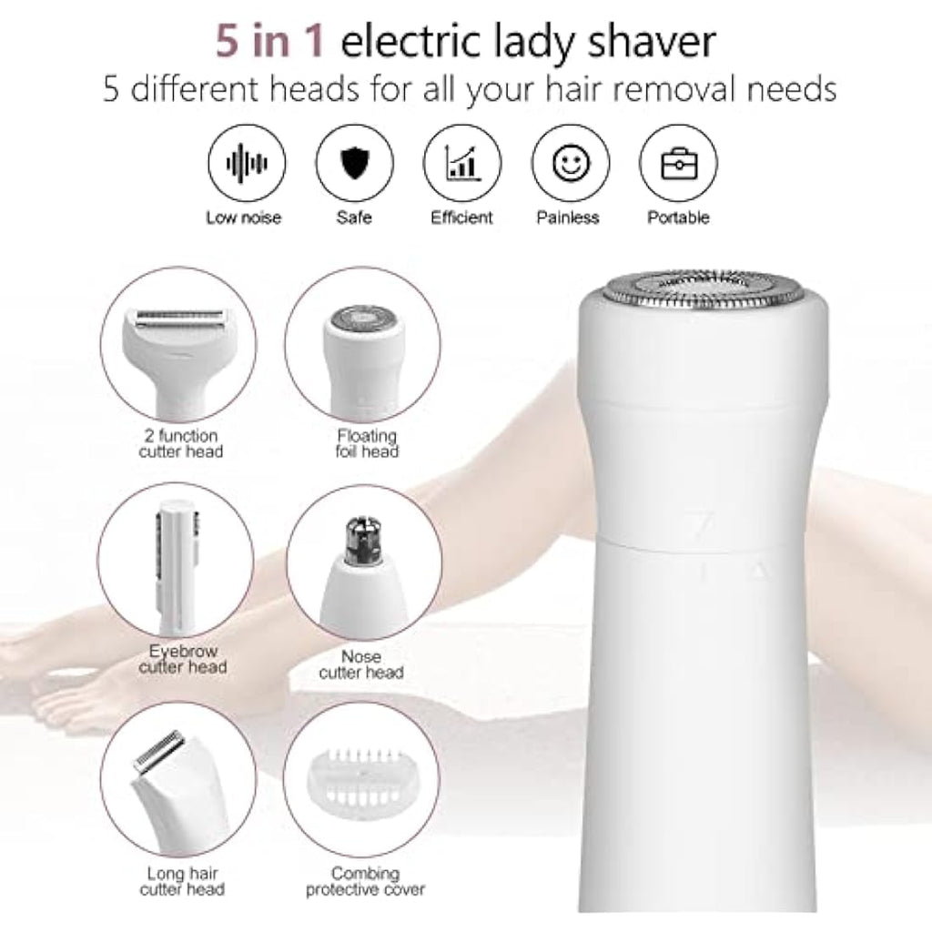 Jolof Store 5-in-1 Electric Lady Shaver – Waterproof USB Bikini Trimmer