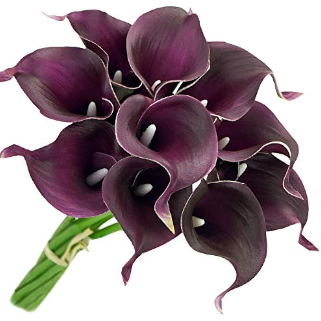 FiveSeasonStuff Real Touch Calla Lilies – 10 Stems Dark Magenta PU Flowers