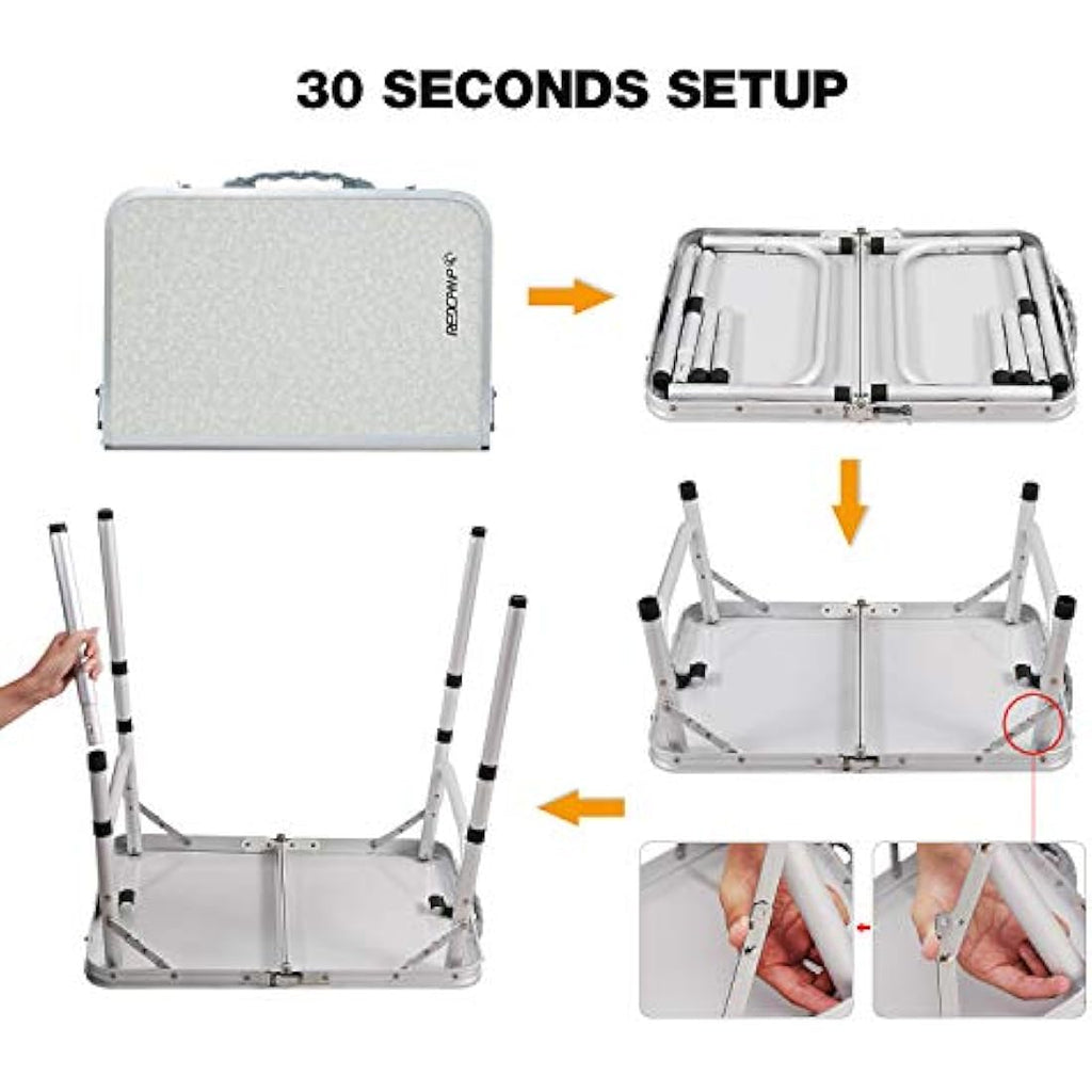 REDCAMP 2ft Folding Camping Table | 3 Adjustable Heights Aluminum Table