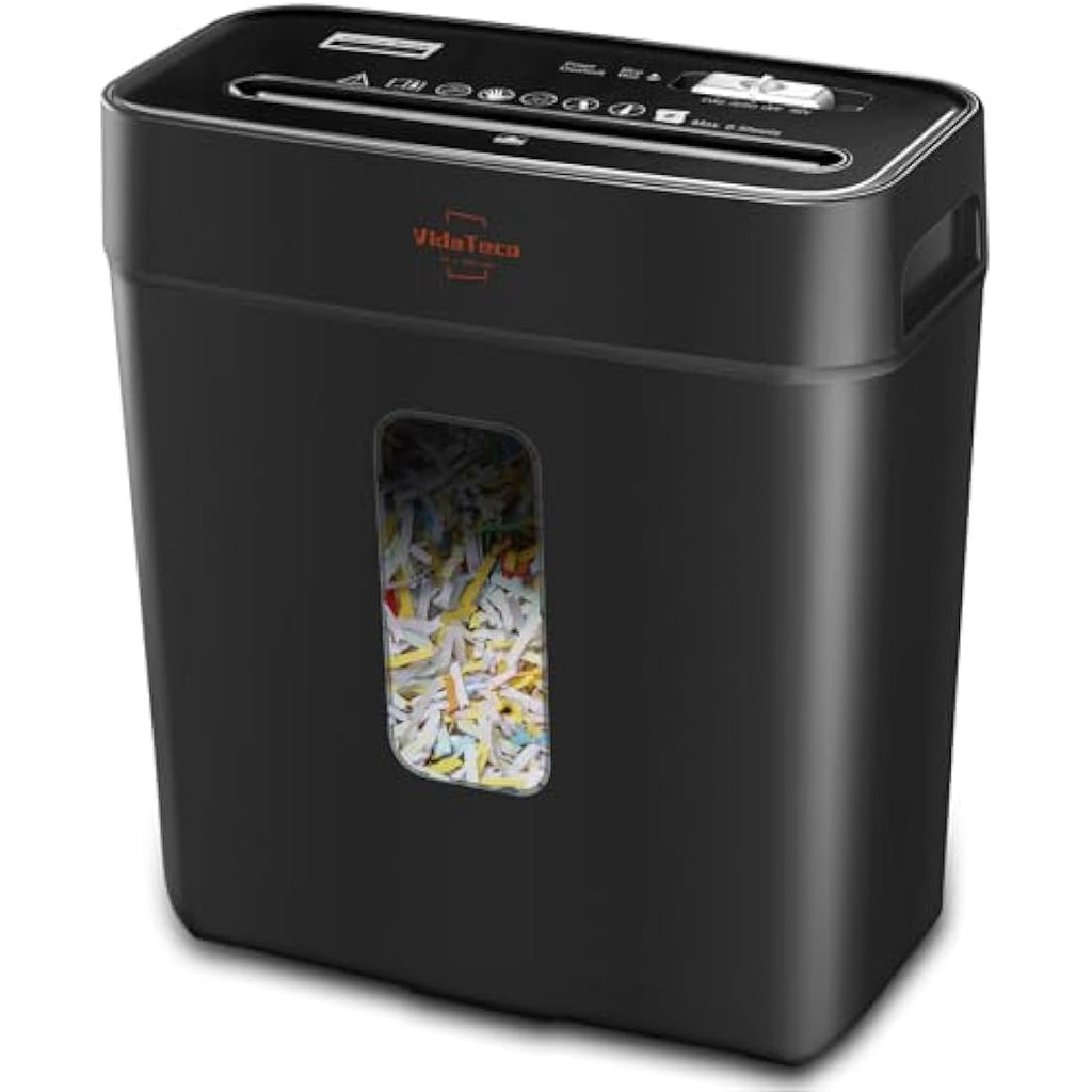 VidaTeco Cross-Cut Paper Shredder – 6-Sheet P-4 High Security for Home Office