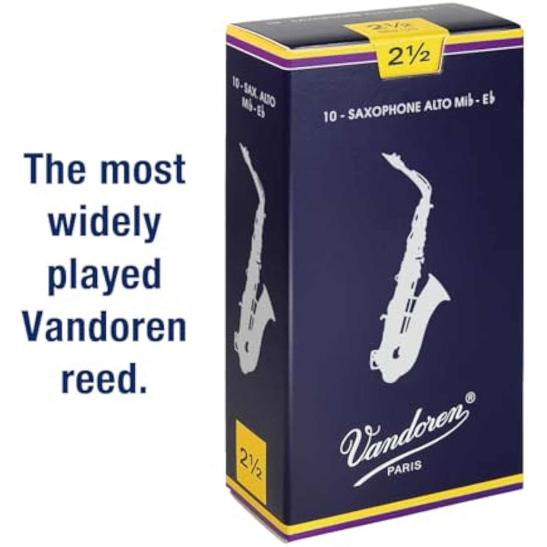 Vandoren Traditional Alto Saxophone Reeds – Strength 2.5 (10-Pack)