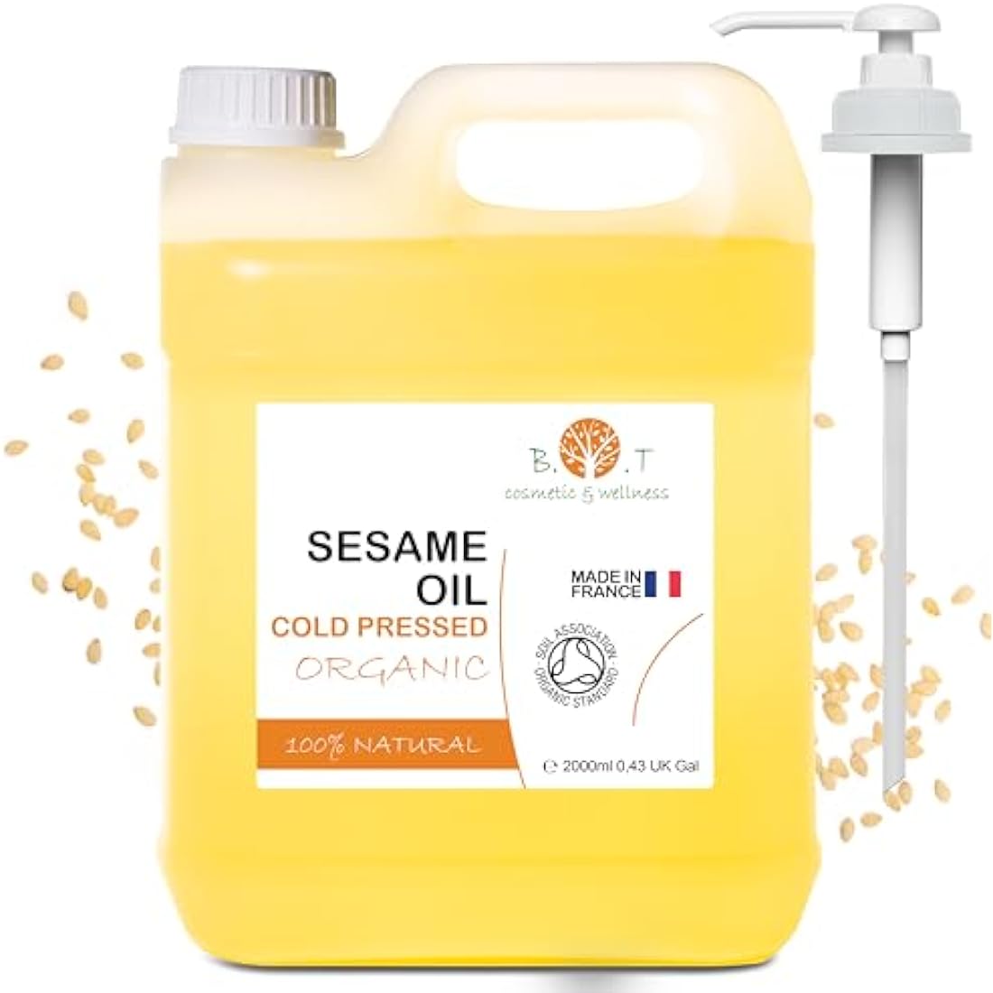 B.O.T Organic Sesame Oil – Cold-Pressed Massage & Skincare Oil – 2000ml