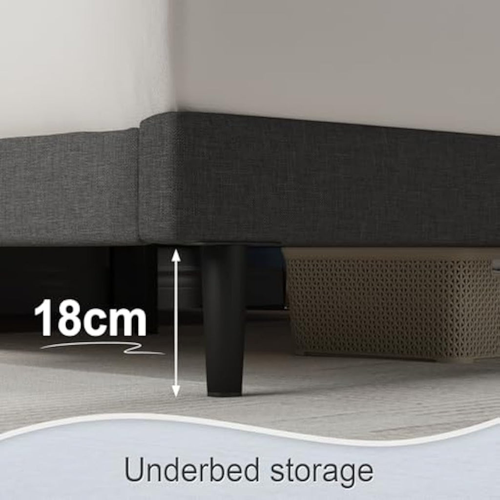 King Bed Frame – Upholstered Linen with Underbed Storage
