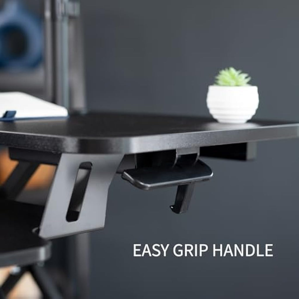 VIVO Standing Desk Converter with Dual Monitor Mount - 81cm Black Riser