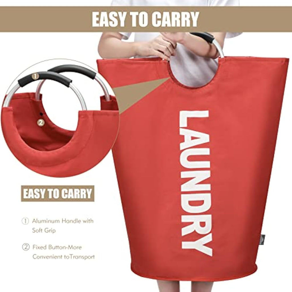 DOKEHOM 90L Large Laundry Basket | Waterproof Oxford Clothes Hamper - Red